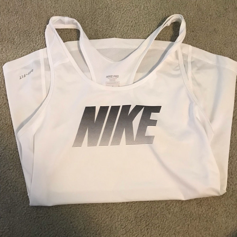 Nike Pro White Dri-Fit Racerback Workout Top